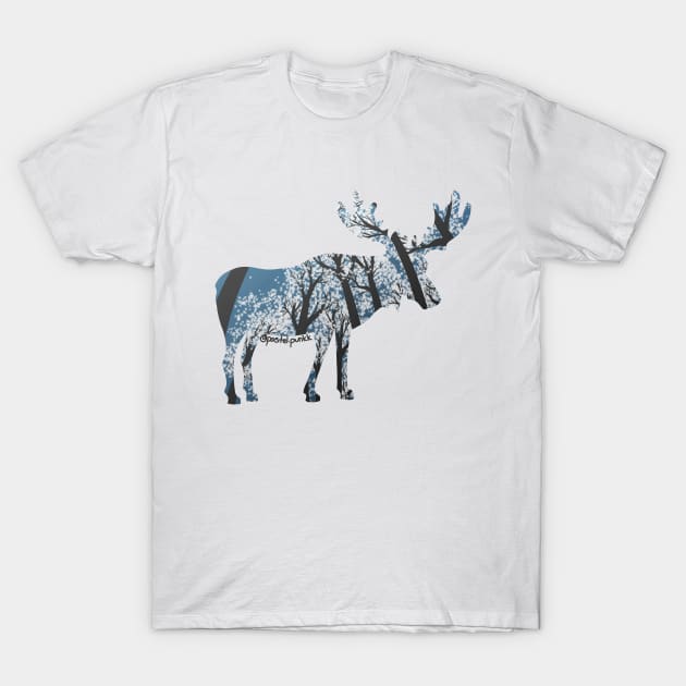 Moose White Forest T-Shirt by Pastel.Punkk